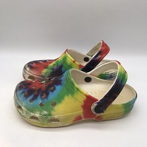 Crocs Tie-Dye Clogs Men's 5 - Women's 7 Bright Colored Slip On Comfort Shoes